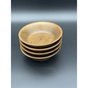 Set of 4 Vintage Kustom Kraft Walnut Wood Bowls Mid Century Modern
